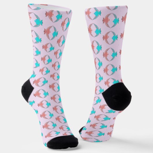 Chaussette Inséparables rose et bleu doux (Angulaire)