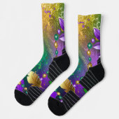 Chaussette Iridescente mardi gras arrière - plan avec perles (Gauche)