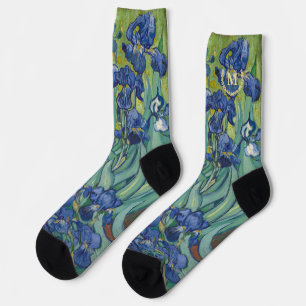 Chaussette Irises Van Gogh Vintage Floral Art Monogramme