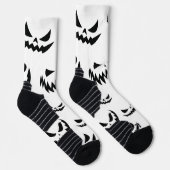 Chaussette Jack-o'-lantern face Citrouille noir et blanc (Droite)
