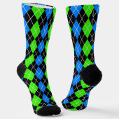 Chaussette Jacquard bleu vert noir Diamant Design (Angulaire)