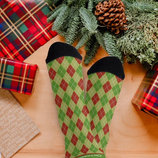 Chaussette Jacquard de vacances - vert et rouge - ajouter slo