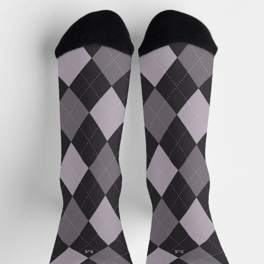 Chaussette Jacquard gris Monogramme initial (Haut)