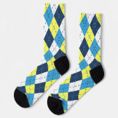 Chaussette Jacquard jaune citron de framboise bleu Preppy (Gauche)