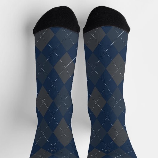 Chaussette Jacquard Monogramme gris bleu initial (Haut)