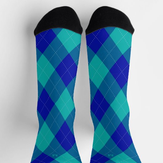 Chaussette Jacquard Monogramme initial bleu turquoise (Haut)