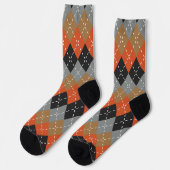 Chaussette Jacquard noir gris clair orange (Gauche)