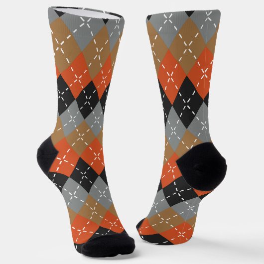 Chaussette Jacquard noir gris clair orange (Angulaire)