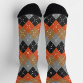 Chaussette Jacquard noir gris clair orange (Haut)