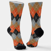Chaussette Jacquard noir gris clair orange (Angulaire)