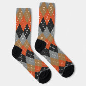 Chaussette Jacquard noir gris clair orange (Droite)
