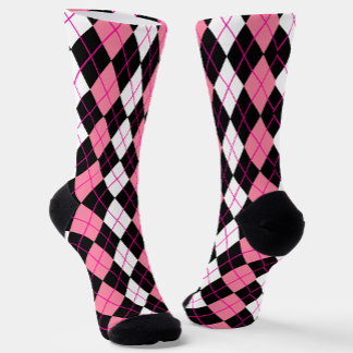 Chaussette Jacquard rose noir blanc Diamant Design