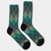 Chaussette Jacquard Turquoise foncé et gris, blanc (Droite)