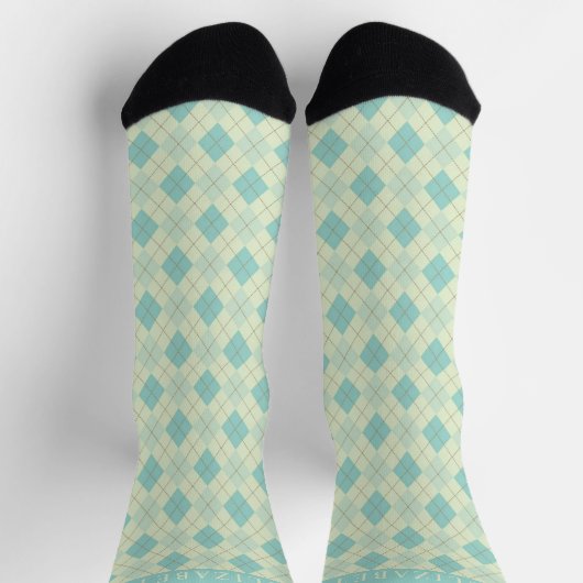 Chaussette Jacquard vert Turquoise Pastel clair personnalisé (Haut)