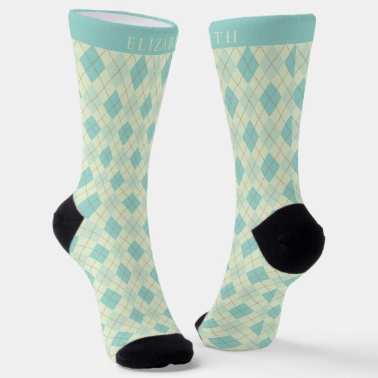 Chaussette Jacquard vert Turquoise Pastel clair personnalisé (Angulaire)