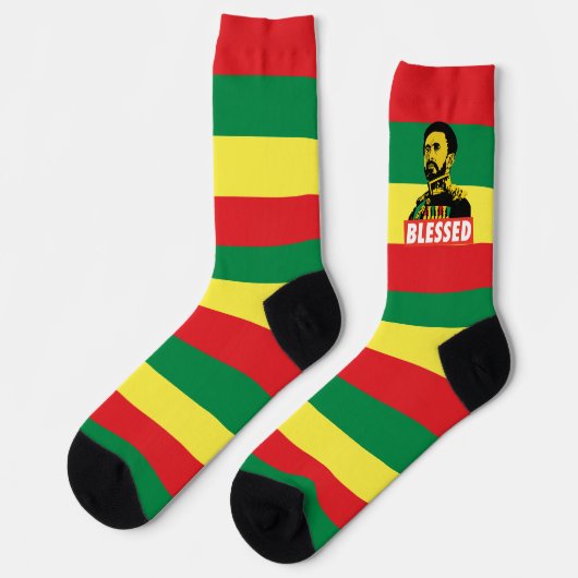 Chaussette Jah Rastafari Haile Selassie I HIM Jah Bless Socks (Gauche)
