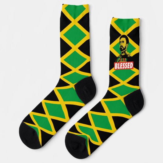 Chaussette Jamaica Flag Jah Rastafari Blessed Love Socks (Gauche)
