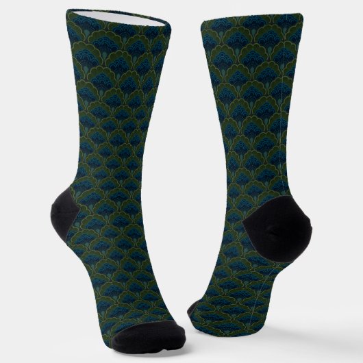 Chaussette Japanese art deco style_Deep Forest (Angulaire)