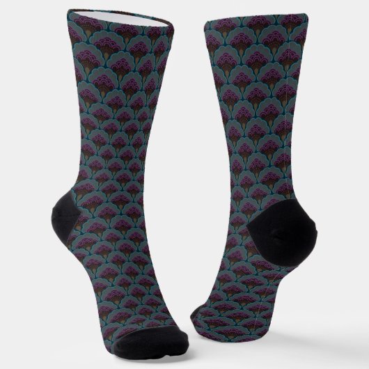 Chaussette Japanese art deco style_Midnight (Angulaire)