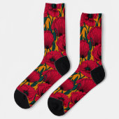 Chaussette Jardin de coquelicots rouges (Gauche)