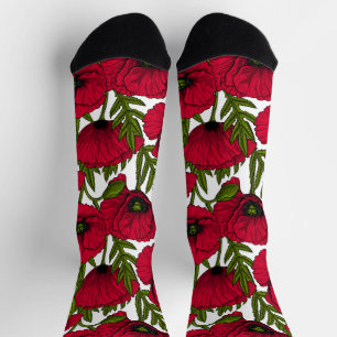 Chaussette Jardin de coquelicots rouges 2