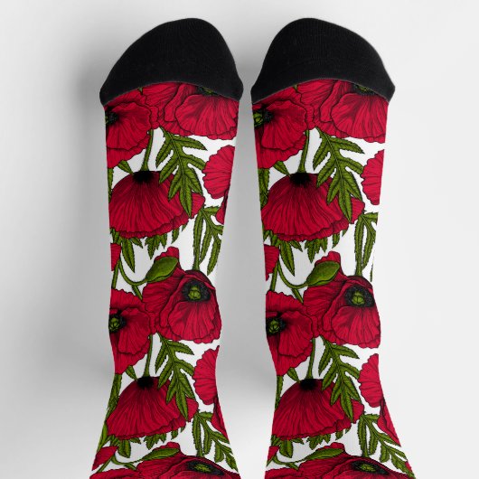 Chaussette Jardin de coquelicots rouges 2 (Haut)