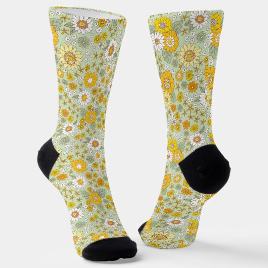 Chaussette Jardin Floral Jaune Motif (Angulaire)