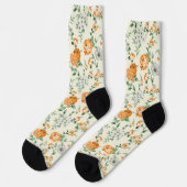 Chaussette Jardin Jaune doux motif floral (Gauche)