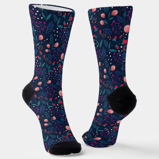 Chaussette Jardin Rustique Midnight Blue Spring Flowers (Angulaire)