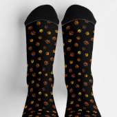 Chaussette Jaune Orange Brown Empreinte de patte Motif Noir (Haut)