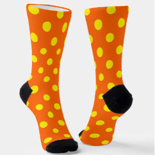 Chaussette Jaune Sur Orange Pois Design Motif