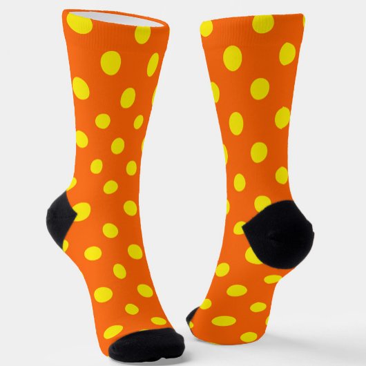 Chaussette Jaune Sur Orange Pois Design Motif
