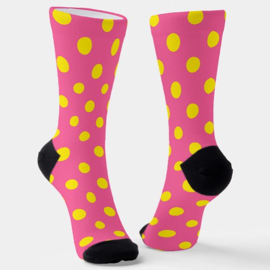 Chaussette Jaune sur rose Pois Design Motif