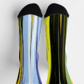 Chaussette Jaune Vert Bleu Violet Noir Rayures Verticales (Haut)