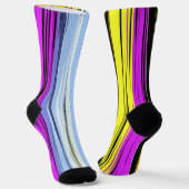 Chaussette Jaune Vert Bleu Violet Noir Rayures Verticales (Angulaire)