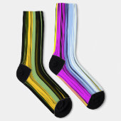 Chaussette Jaune Vert Bleu Violet Noir Rayures Verticales (Droite)