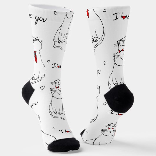 Chaussette Je T'Aime Mignonnes Kitties (Angulaire)