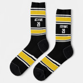 Chaussette Jersey Sport Jaune Noir et Doré - Nom Numéro (Gauche)