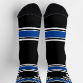 Chaussette Jersey Sport noir et bleu - Numéro de nom (Haut)