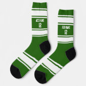 Chaussette Jersey Sport vert et blanc - Numéro de nom (Gauche)