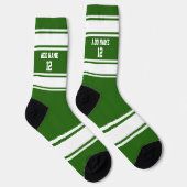 Chaussette Jersey Sport vert et blanc - Numéro de nom (Droite)
