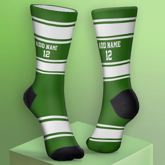Chaussette Jersey Sport vert et blanc - Numéro de nom