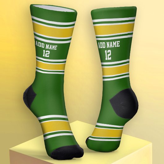 Chaussette Jersey Sport vert et jaune d'or - Numéro de nom