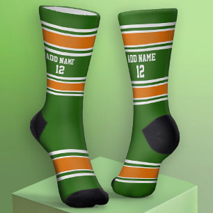 Chaussette Jersey Sport Vert et Orange - Numéro de nom