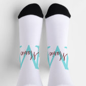 Chaussette jeté simple minimal ajouter nom monogramme rose ro (Haut)