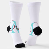 Chaussette jeté simple minimal ajouter nom monogramme rose ro (Angulaire)