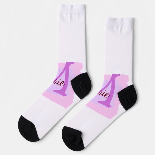 Chaussette jeté simple minimal ajouter nom monogramme rose ro (Gauche)