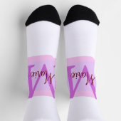 Chaussette jeté simple minimal ajouter nom monogramme rose ro (Haut)