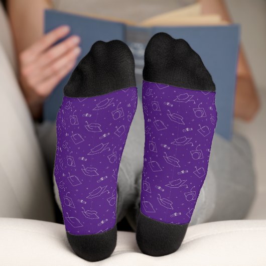 Chaussette Jeu de capuchon de graduation violet et argent (Fond)