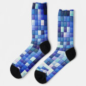 Chaussette Jeu vidéo Pixels Carré bleu Motif (Gauche)